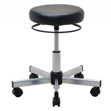 ラウンドキャスタースツール ブラック クローム脚