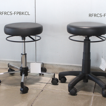 ラウンドキャスタースツール ブラック クローム脚