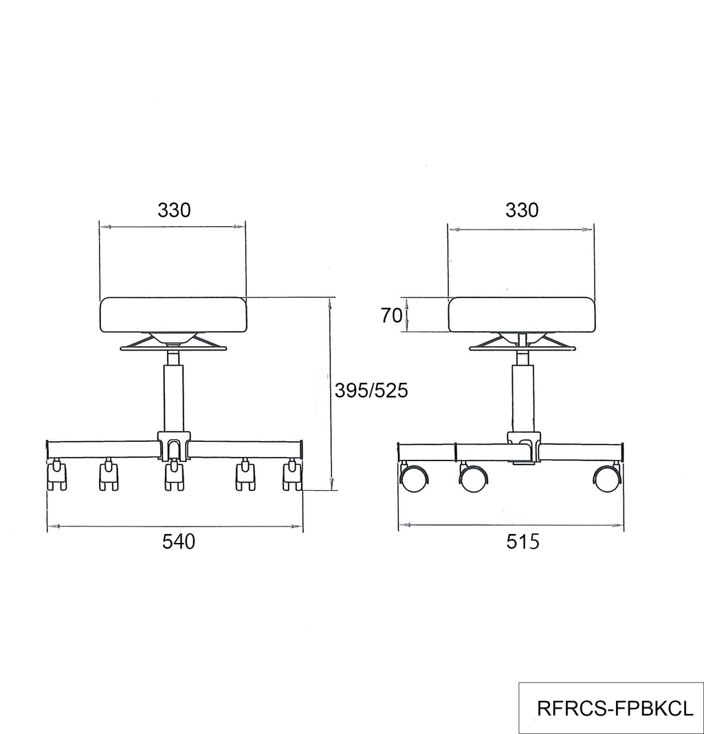 ラウンドキャスタースツール ブラック クローム脚
