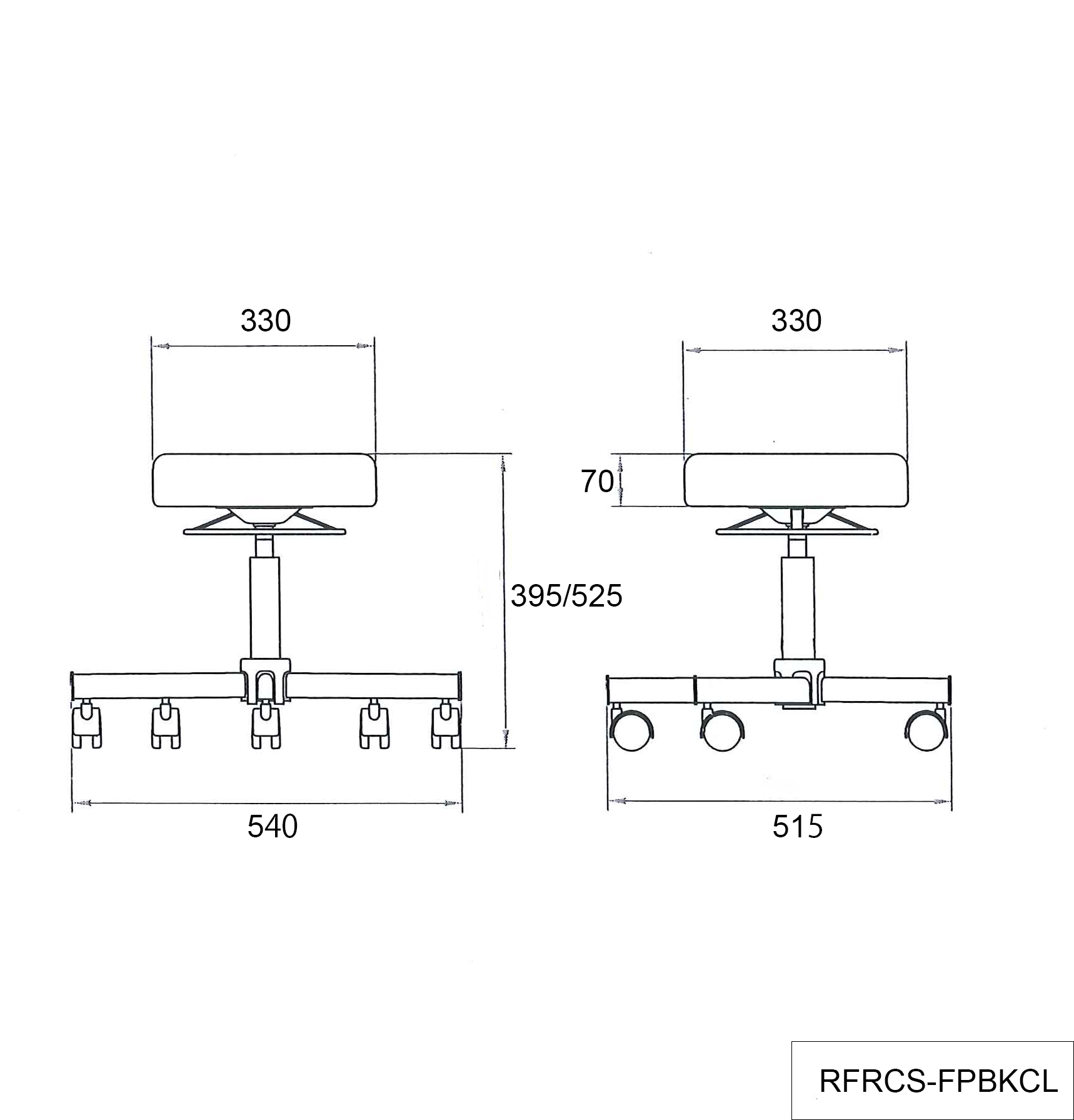 ラウンドキャスタースツール ブラック クローム脚